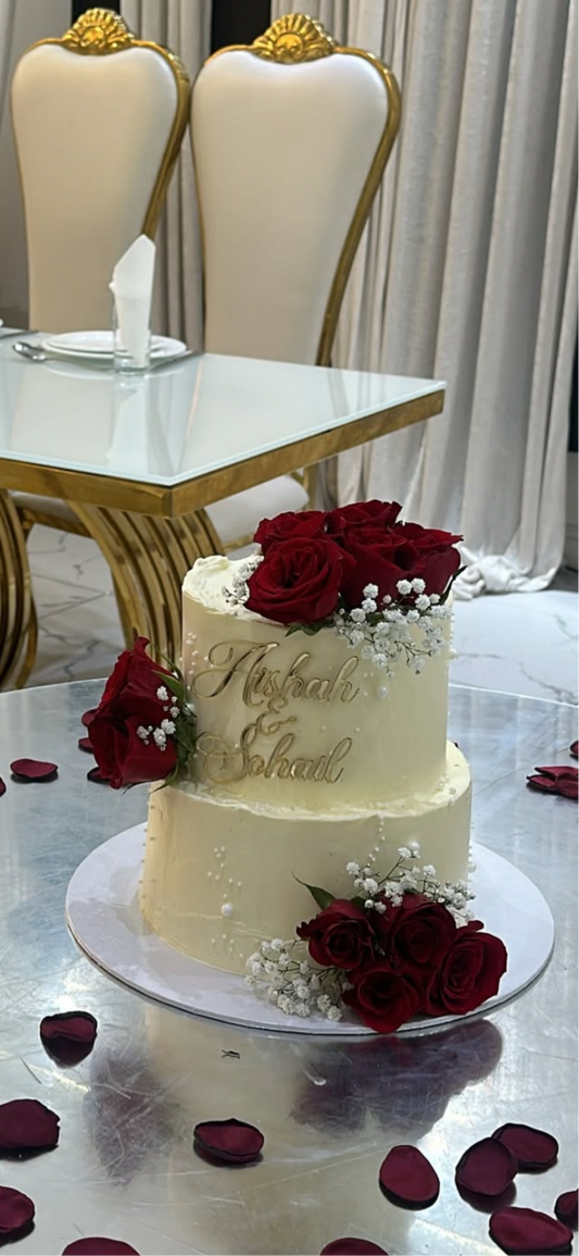 Fancy Double Name Wedding Cake Charm