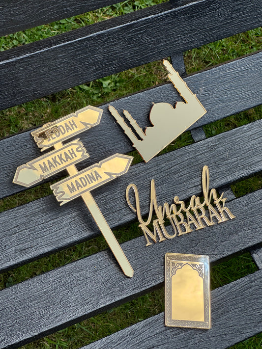 Umrah Mubarak Charm and topper set