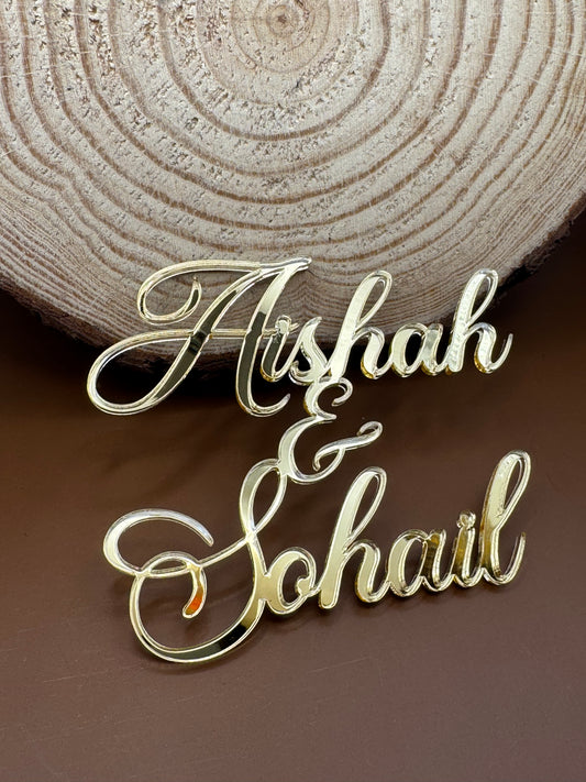 Fancy Double Name Wedding Cake Charm