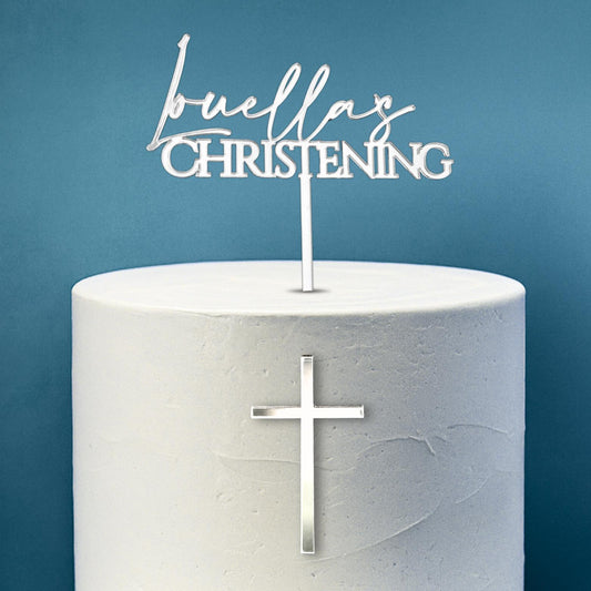 Personalised Christening Set Cake Topper and Cross